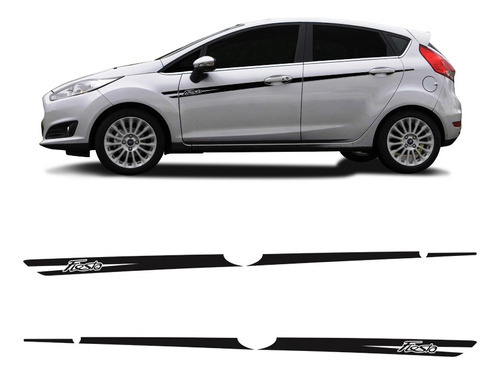 Kit Faixa Ford New Fiesta Hatch Sedan Adesivo Lateral Cor Preto