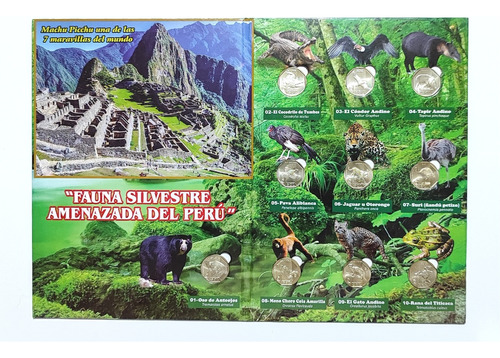 Álbum + 10 Monedas Unc - Fauna Silvestre Amenazada Del Perú