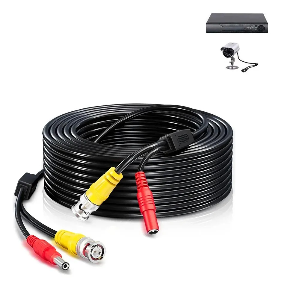 Cable Para Cámaras Seguridad Dvr Cctv Negro 20 Metros