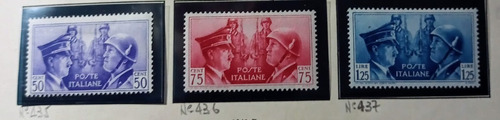 Serie 3 Estampillas Italia/ Mussolini- Hitler Yt.435/36/37