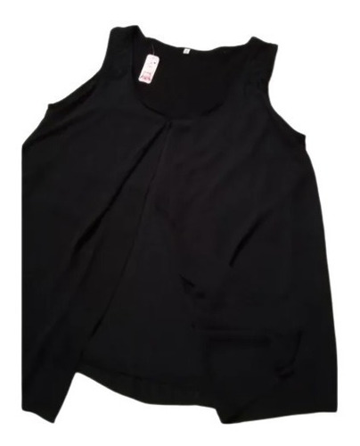 Musculosa Dama Lisa Negra Talle 4 (xl) Seda Fría 