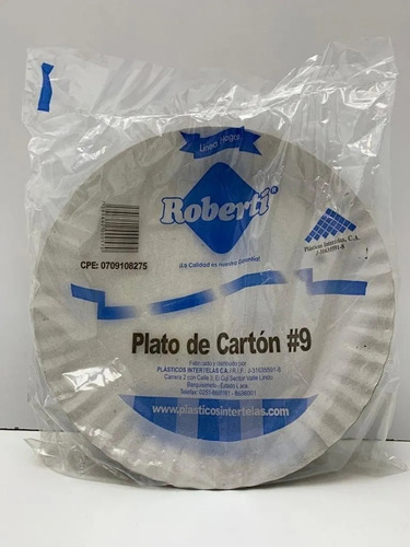 20 Plato Carton Desechable N9 Roberti 5563 Xavi