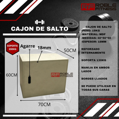 Imagen 2 de 8 de Cajon De Salto Reforzado Fitness 3 Alturas 70x50x60