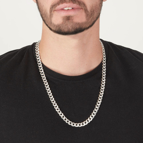 Cadena Hombre Barbada L 8mm-60cmplataley.925 Duodeluxejoyas®