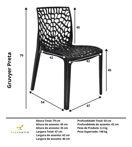 Cadeira Gruvyer Preto Kit Com 8