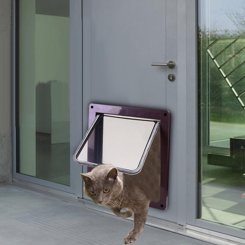Puerta Abatible Para Perros Y Gatos Con Cerradura De Marrón