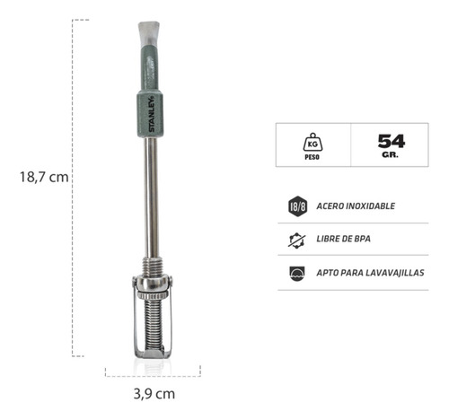 Imagen 2 de 2 de Bombilla Para Mate Stanley Acero Inoxidable Spring Original