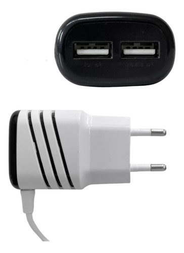 Carregador Completo V8 Com 02 Portas Usb 5.1a Cabo Fixo
