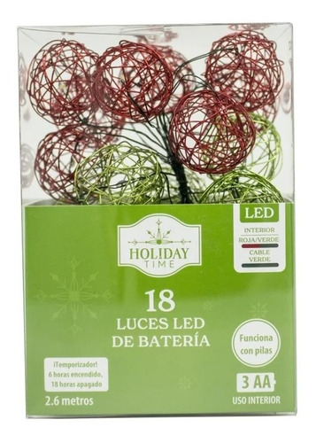 Serie 18 Luces Led Esferas Alambre Navidad Navideño / Pilas