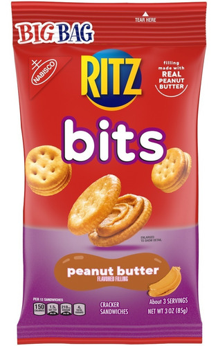 Galletas Ritz Bits Con Relleno De Crema De Cacahuate 85 Gr