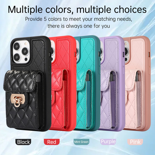 Funda De Lujo Con Múltiples Ranuras Para Tarjetas Con Textura De Piel En La Parte Trasera Para iPhone 15, 14, 13, 12, 11 Pro, Max Plus, Xs, Xr, Xsmax