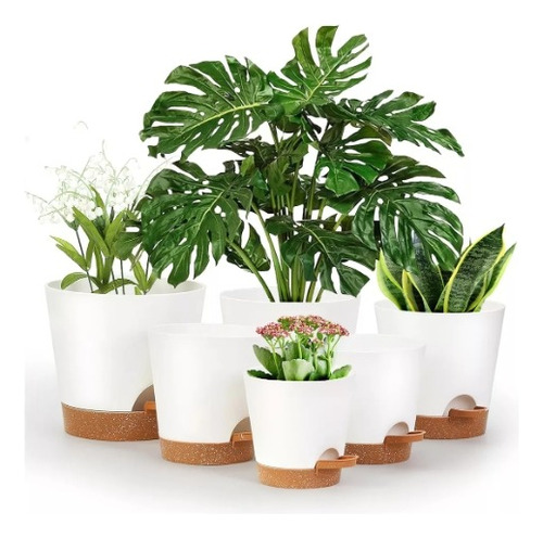 6 Pcs Macetas De Plástico Con Riego Automático Para Plantas