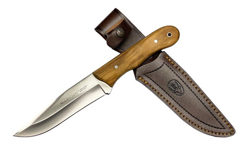 Cuchillo Muela Pioneer 14 Madera Olivo Enterizo Funda Caza