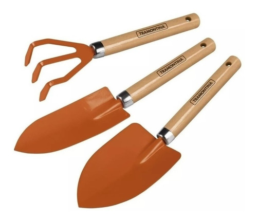 Conjunto Jardinagem Tramontina 3 Peças Cabo Madeira + Luva