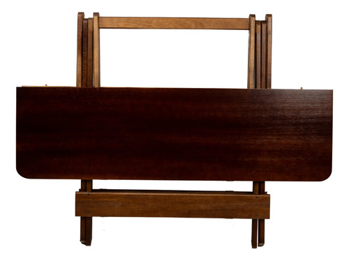 Mesa Tampo Madeira Retangular Dobravel C/ 4 Cadeiras 120x70