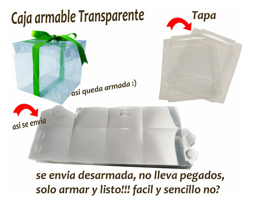 30 Cajas Acetato Transparente 12x12x12 Cms Tapa Transparente