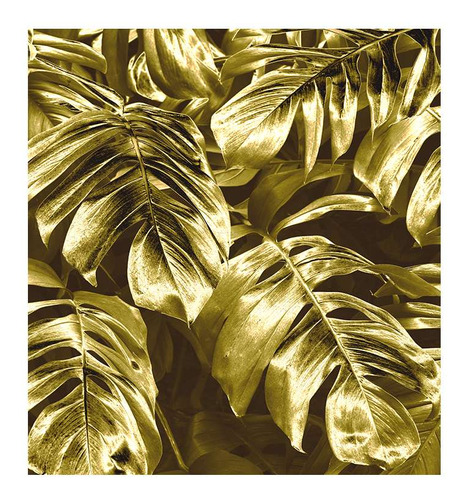 Vinilo 30x30cm Monstera Oro Plantas Deco Moderno Hojas