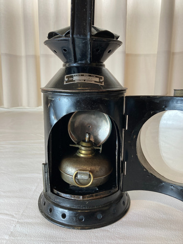 Antiguo Farol Ferroviario De Hierro Negro Para Señalero (Usado)