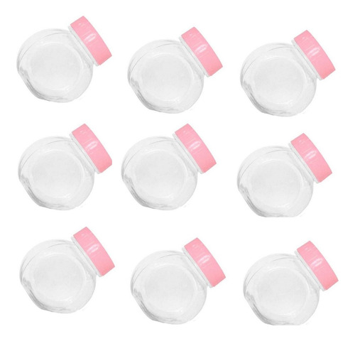 10 Mini Baleiro Bolinha Com Tampa Plástica Rosa