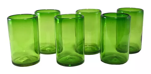 Set de 6 vasos de vidrio reciclado soplado - Beldi - Mahaia Artisan Objects