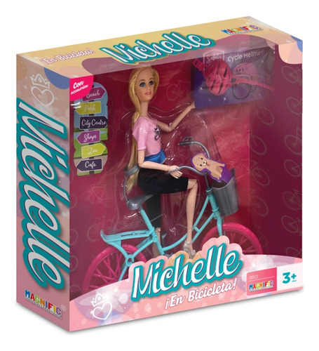 Muñeca Michelle En Bicicleta Magnific Dolls - Sharif Express