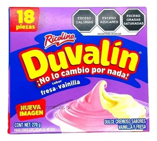 Duvalin Bisabor Fresa Vainilla Ricolino 18 Pzas