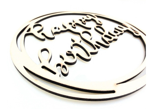 Imagen 3 de 4 de Cartel - Topper Cake Hb Circulo - Mdf / Fibrofacil