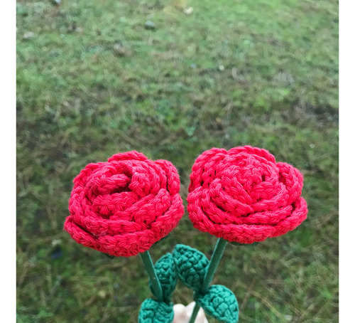 Rosa Amigurumi Flor Tejida Crochet Flores Artificiales Rosas