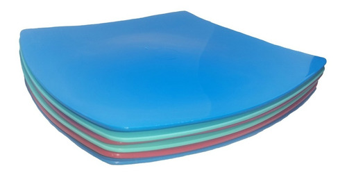 10 Platos Ensalada De Colores Cuadrado Plástico 150ml 