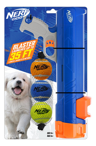 Nerf Dog Blaster De 12 Pulgadas Sin Clip De Bola 3 Pelotas .