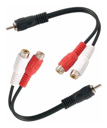 2 Cables Adaptador Audio Estereo Rca Macho A 2 Hembra, Ne...