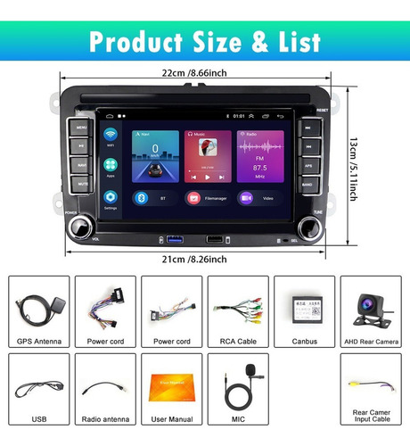 Autoestéreo Hifi 7 C/android 11/carplay P/vw Polo Jetta 2+32