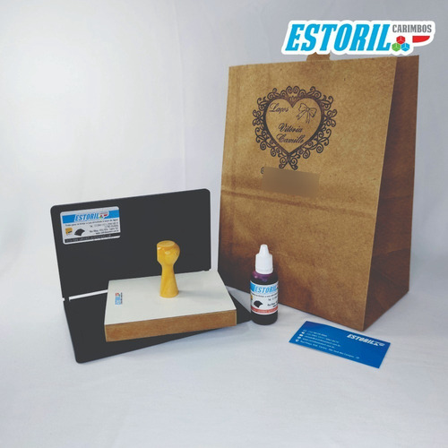 Imagem 5 de 9 de Personalize Sacola Kraft 9,5 X 9,5 Cm + Almofada + Tinta