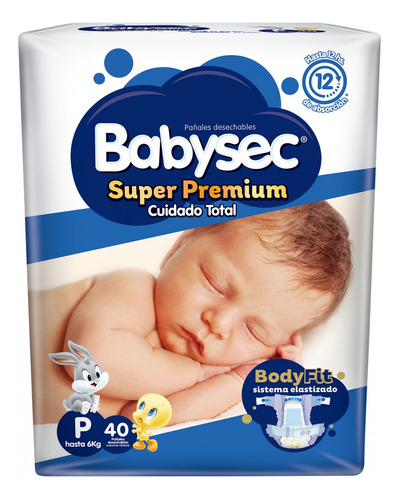 Pañales babysec Super Premium P 40 Bebés Y Niños