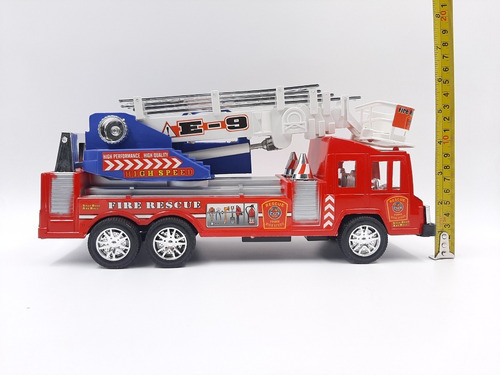 Imagen 9 de 10 de Camion De Bomberos A Friccion Grande 30cm Aprox Con Escalera