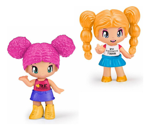 Pack 2 Muñecas Mejores Amigas Pinypon Cabello Rosa Amarillo