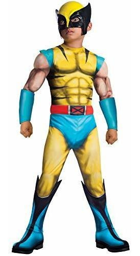 Disfraz De Wolverine Con Pecho Musculoso Para Niños, Mediano
