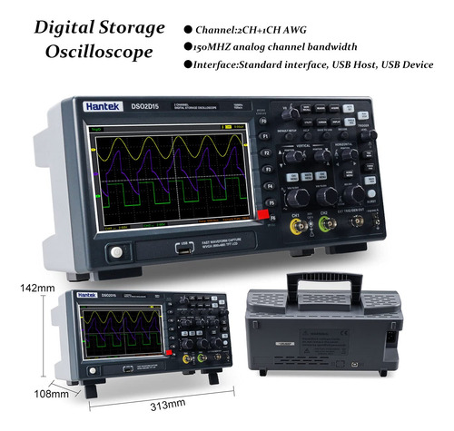 Hantek Dso2d15 Osciloscopio 150mhz 2 Canales 1gsa/s