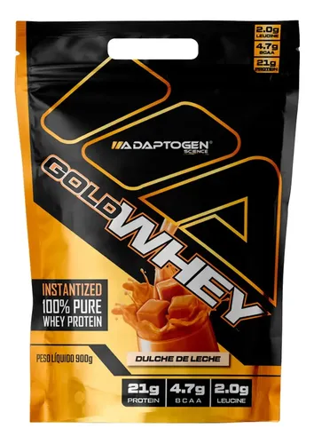 Whey Protein Adaptogen Gold 100% Concentrado 900g Sabor Doce de Leit