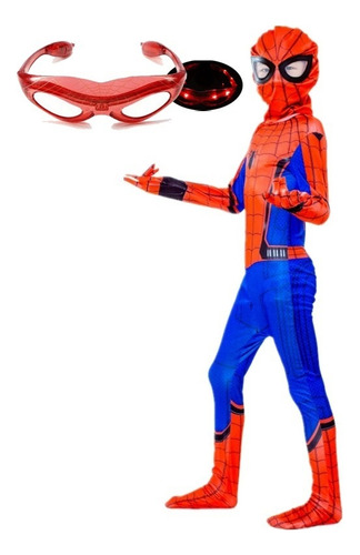 Traje De Una Pieza Con Mallas Spiderman Para Niños+gafas