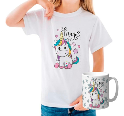 Remera Unicornios Combo Con Taza