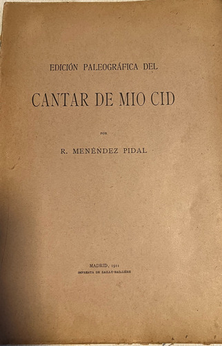 Libro Edicion Paleografica Del Cantar De Mio Cid (Usado)
