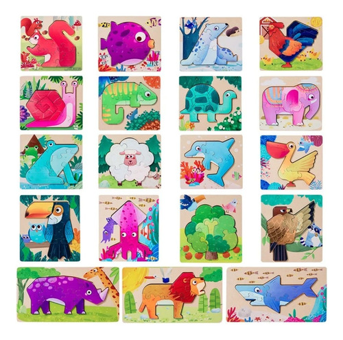 Rompecabezas 3d Pack De 6 Puzzle De Madera Para Niños