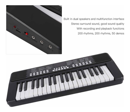 Teclado De Piano Electrónico De 37 Teclas Portátil Recargabl