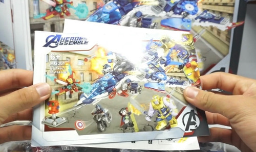Superhéroes Avengers Jet Fighter- Play Set 667 Pzs + 5 Figs Azul
