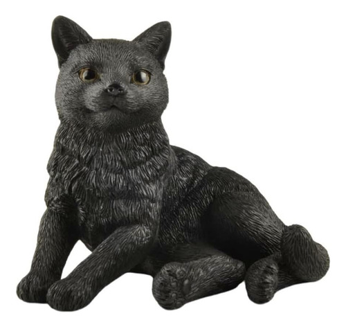 5  Gato Negro Tumbado Pintado Mano Figurita Regalos Ama...