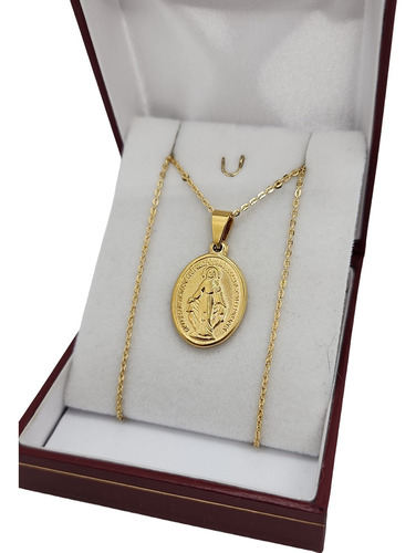 Cadena Con Virgen Milagrosa Proteccion Enchapado En Oro18kt