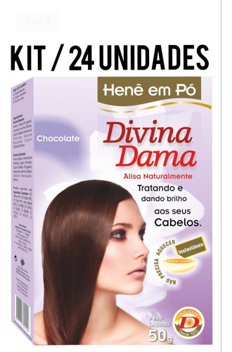 Kit C/ 24 Unidades Henê Em Pó Chocolate Divina Dama 50g