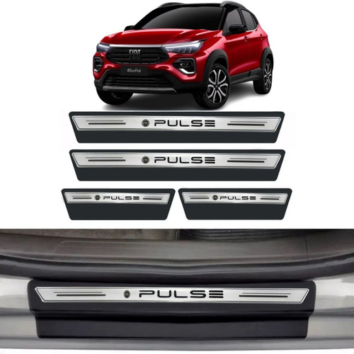 Jogo Soleira Proteção Premium Prata Silver Novo Fiat Pulse