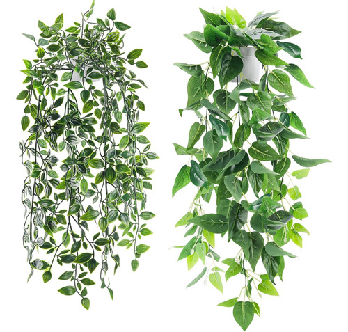 Juego De 2 Plantas Falsas Colgantes De Hiedra En Maceta Art